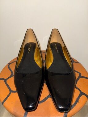 Donna Karan Savita Patent Leather Pointed Toe Flat Academia Quiet Luxury Size 11